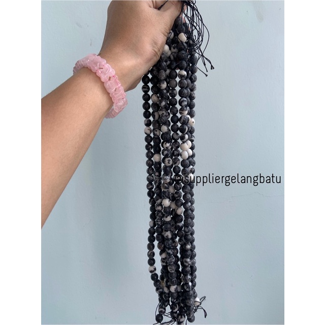 batu dalmantion agate DOFF CUTTING 10mm bahan aksesoris gelang kalung