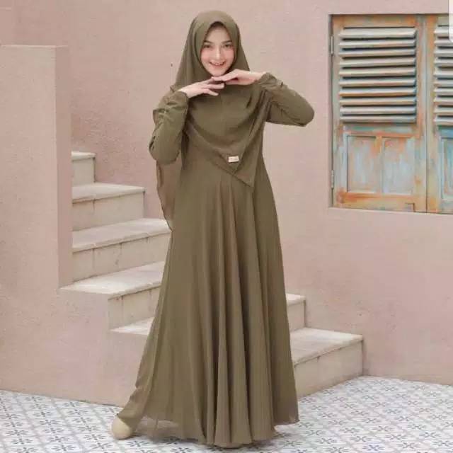 MAYRA GAMIS SYARI BAHAN MOSCREPE DAN CERUTY HQ M L XL