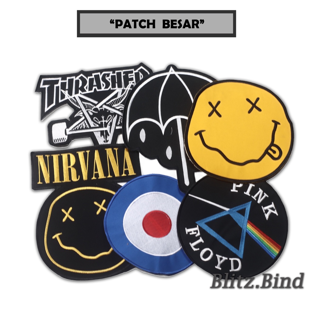 PATCH BORDIR BESAR PUNGGUNG EMBLEM BMTH,VESPA,PINK FLORYD