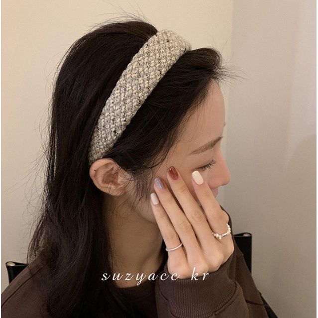 Bando Bandana Korea Wanita / Bando Rata Trendy Kotak Tweed Maine