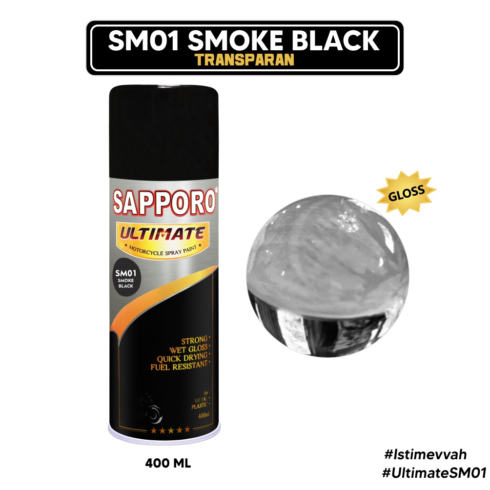 Sapporo Ultimate SM01 Smoke Black / Cat Spray Semprot Aerosol Terbaik