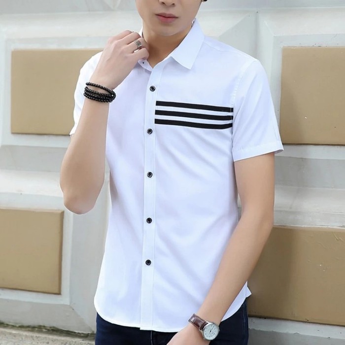 Printing Baju Kemeja Pria Cowok Lengan Pendek Slimfit Berker 9688FZ Fortklass Dony Lengan Pendek Ke