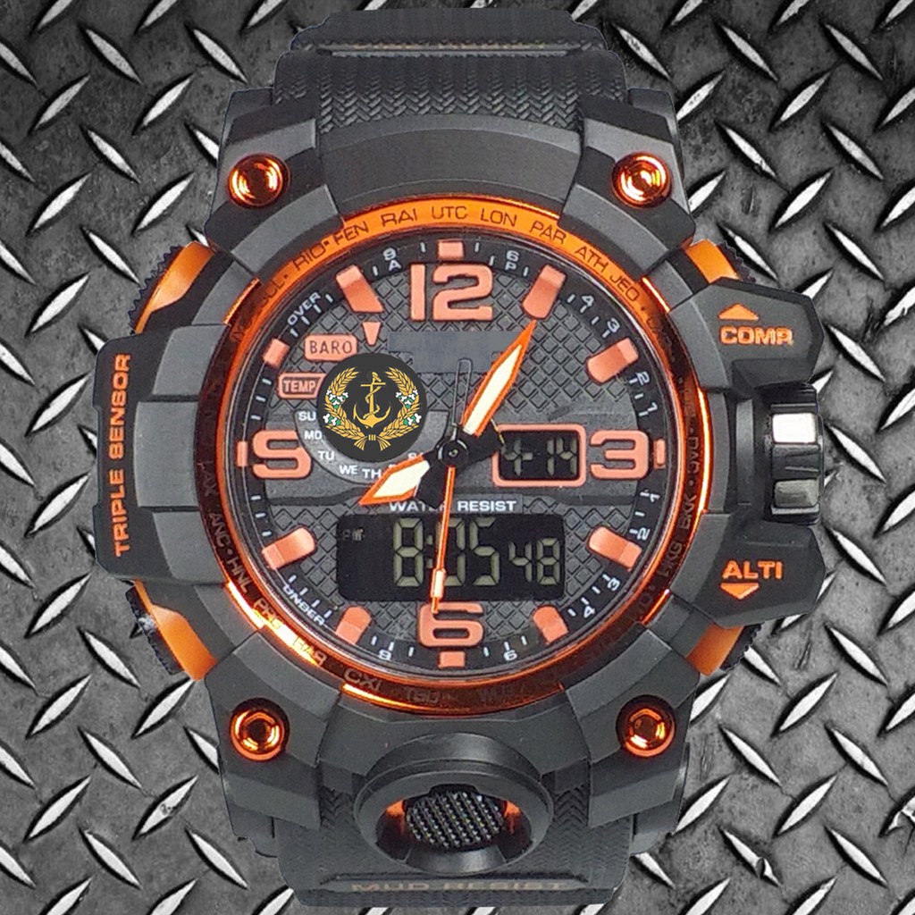 (Istimewa Bossque) Jam LOGO TNI-AL Double Time List Orens (Exclusive)