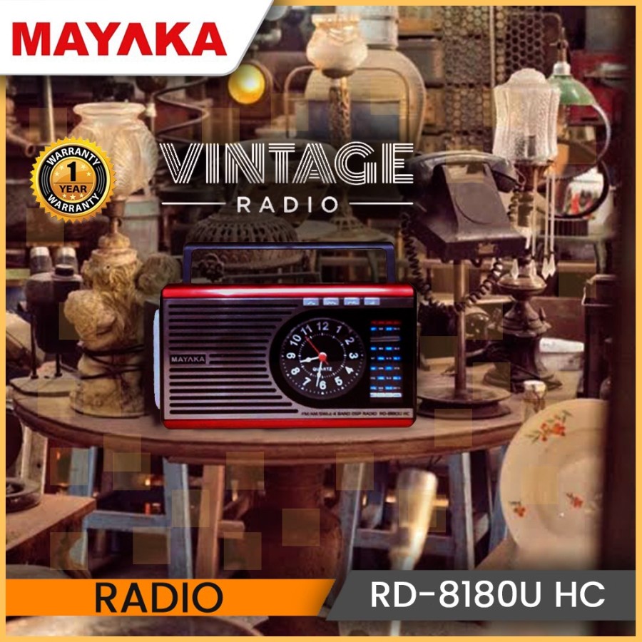 MAYAKA Radio RD-8180U HC Portable USB-SD( Lampu emergency dan Jam )-garansi resmi
