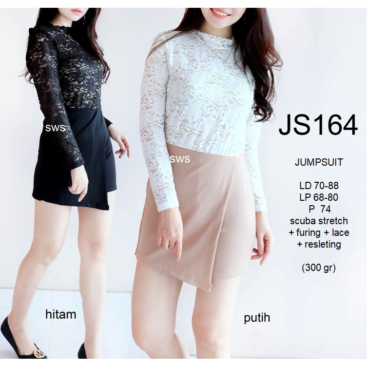 JS164 - JUMPSUIT LACE CELANA SCUBA JUMPSUIT KANTOR STRETCH IMPORT MODERN MURAH