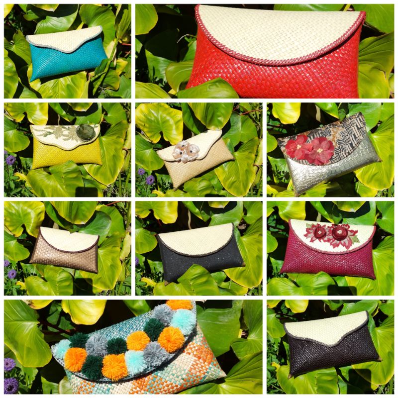 clutch pesta / clutch etnik / dompet pandan murah / tas unik / murah