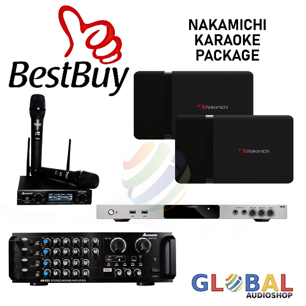 Nakamichi Paket Karaoke NKX-55 AV-110 Speaker Amplifier Microphone Mic NKX55 AV110