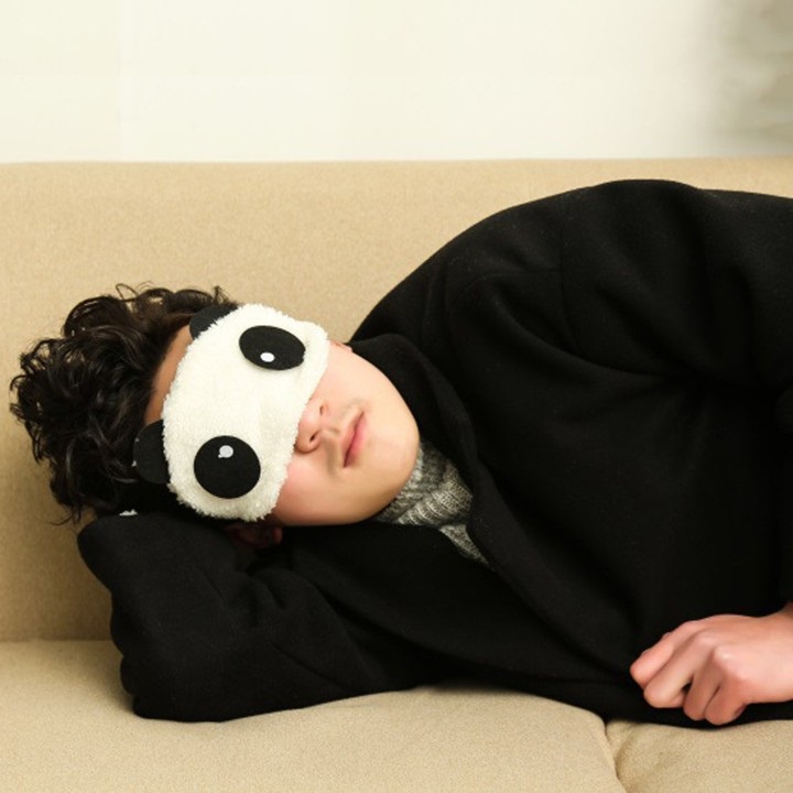 Penutup mata tidur  karakter panda lucu eye cover cute sleeping mask polos bulu lembut