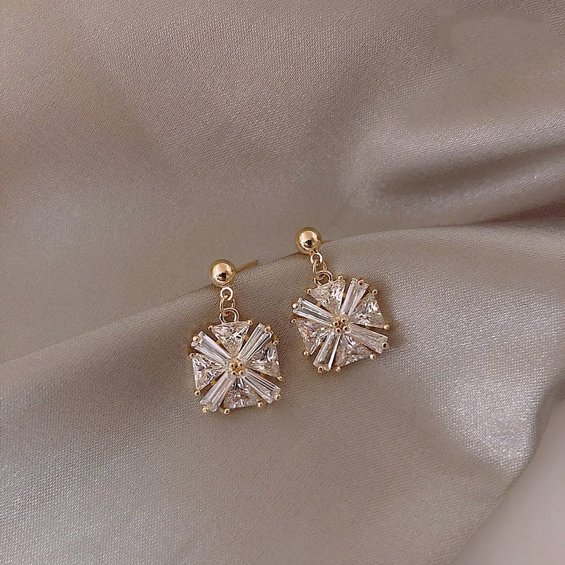 YSM ANTING TUSUK ALA KOREA 1202 ANTING WANITA KOREAN FASHION PANJANG PITA PERSEGI BUNGA EARRING MURAH IMPORT-7