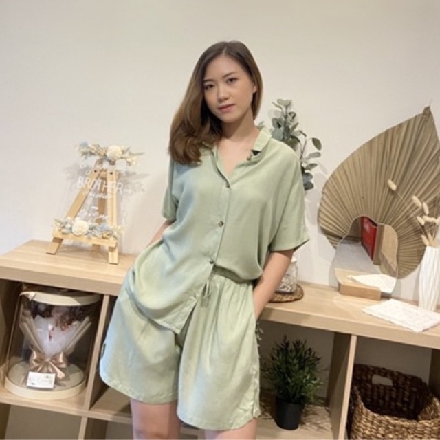 Paket Mint Choco (SweetSet Mint+ Basic Pajama Mocha) Mint Chocolate,Piyama Korea,Limited PROMO SALE