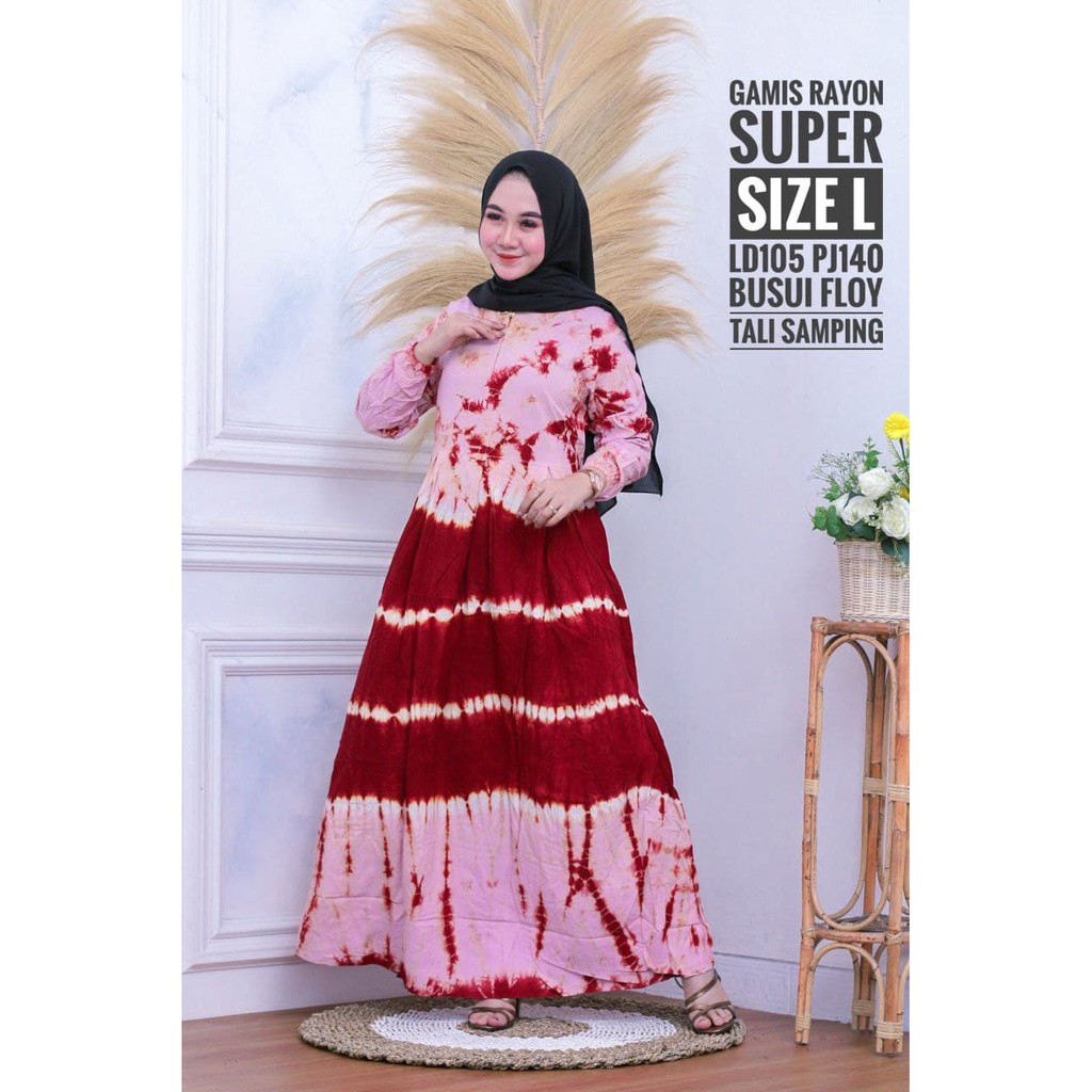 ( Size L ) ZONA Gamis Terbaru Gamis Twill Ori Rayon Super Gamis Abstrak 100% Handmade