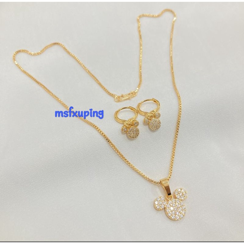 Set Kalung Anting Dewasa Liontin Full Permata SLE-23