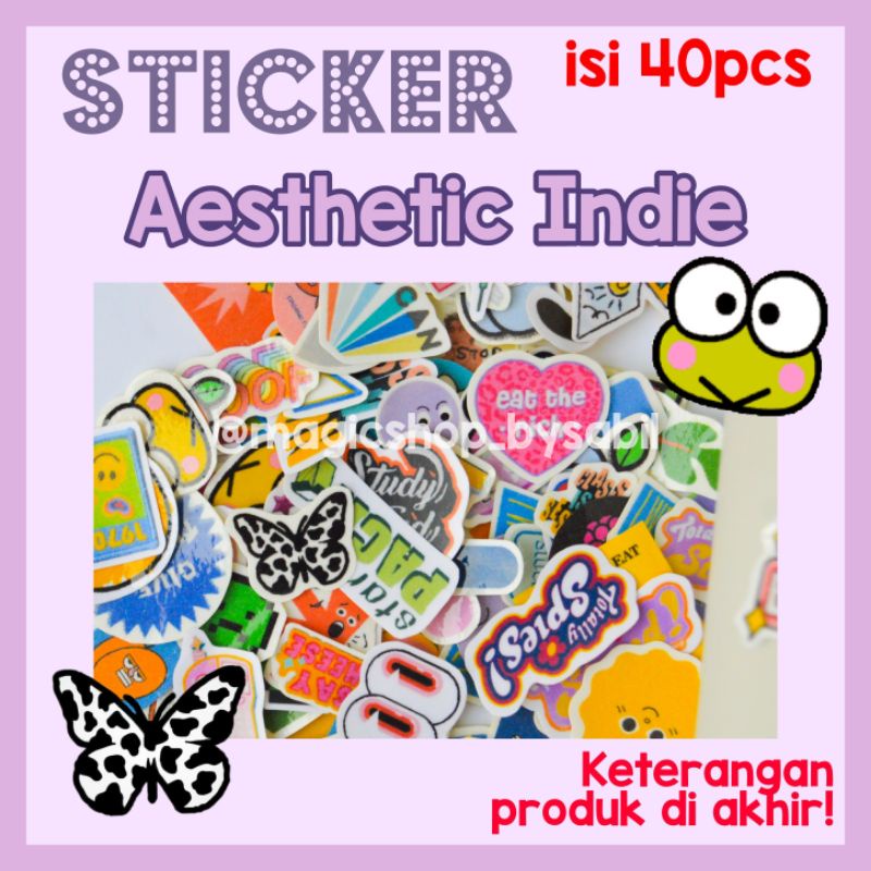 

40pcs Stiker Aesthetic Indie anti cipratan air bahan glossy Sticker tempel jurnal lucu aesthetic