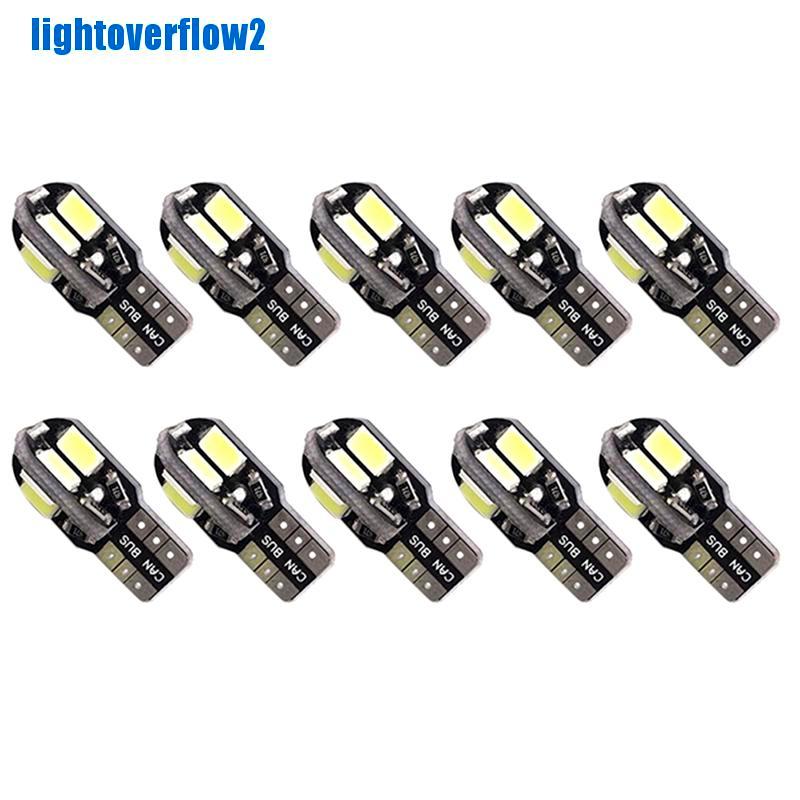 10pcs Lampu Wedge Samping Mobil Canbus T10 194 168 W5W 5730 8LED Smd Warna Putih