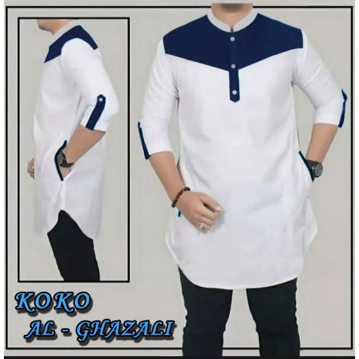 BAJU KOKO AL-GHAZALI -Baju Busana Muslim Pria, BAJU KOKO Yang Lagi Trend Saat Ini, Model Terbaru,Ter