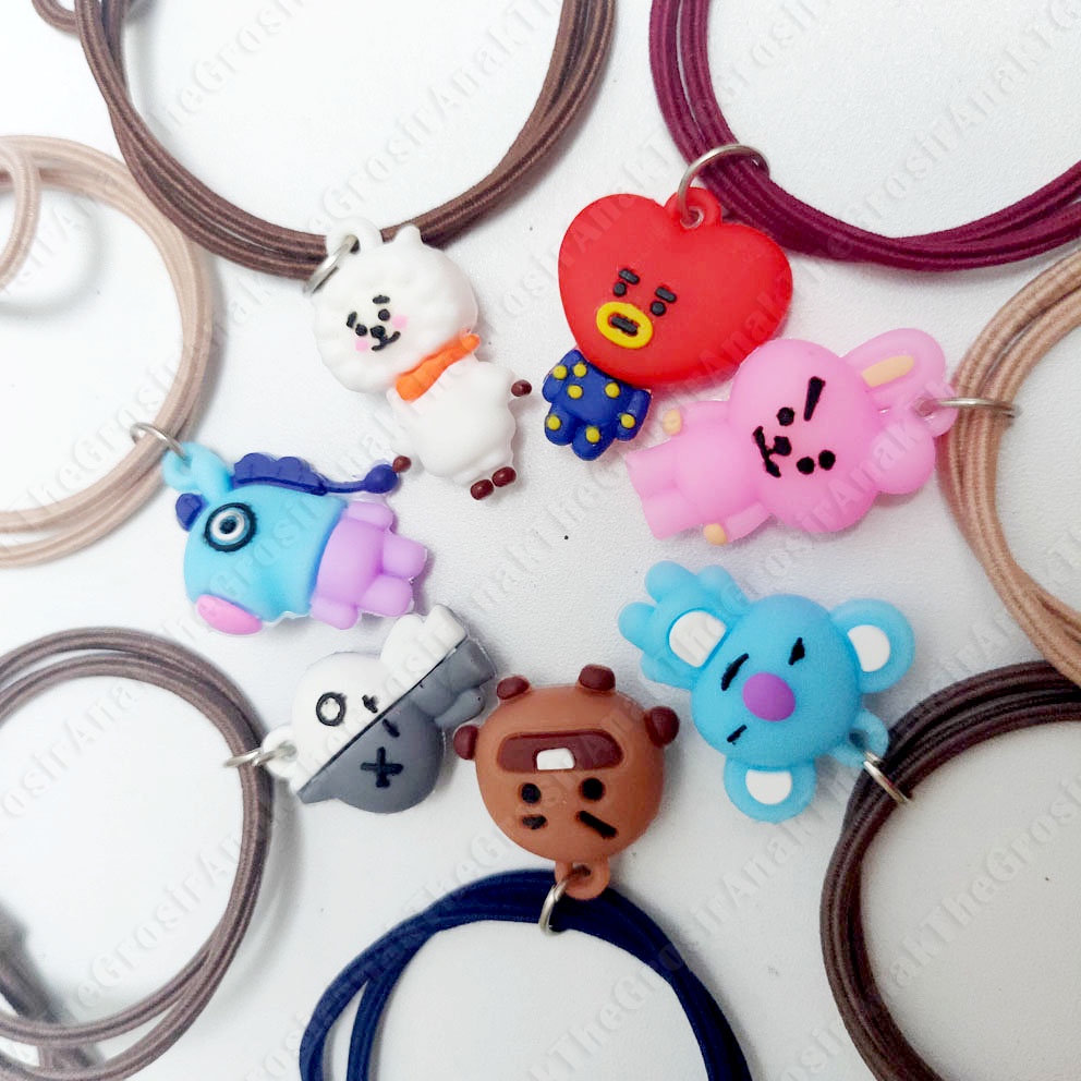 MURAH!!! GELANG KARET BT21 IKAT RAMBUT BTS TATA CHIMMY RJ KOYA COOKY MANG SHOOKY VAN