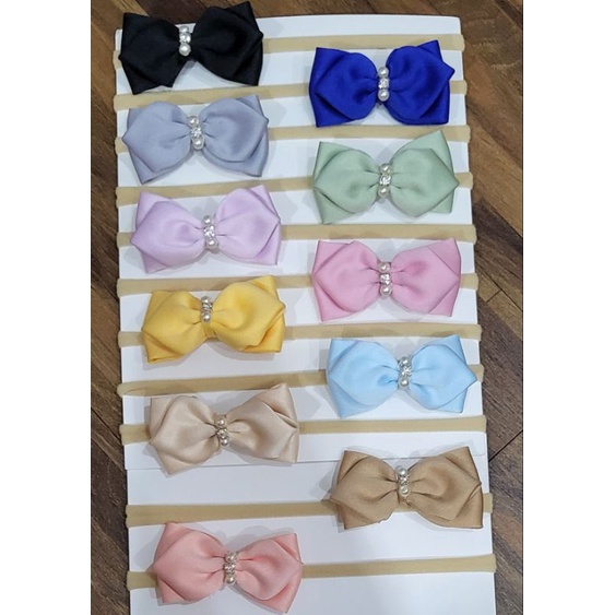 (Pimenova) bandana bayi pita mutiara baby nylon headband bando bayi bando anak pita