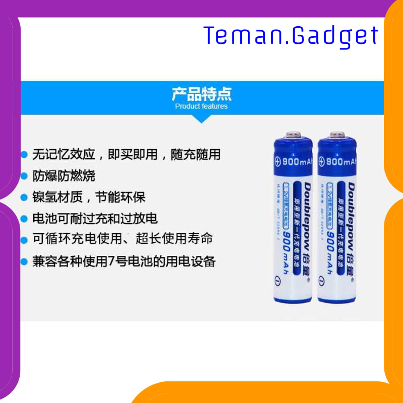 TG-IE246 DOUBLEPOW BATU BATERAI ALKALINE RECHARGEABLE AAA 900MAH 2PCS