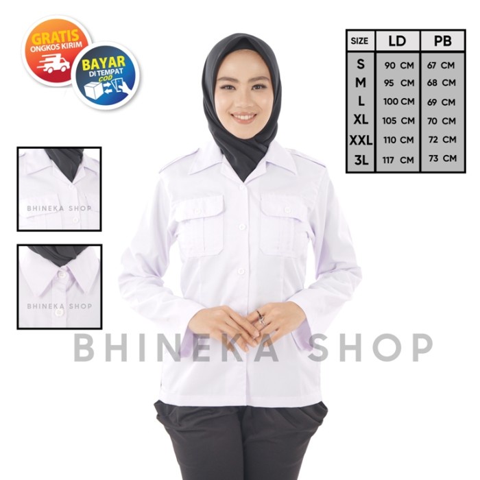SYF Kemeja putih dinas Wanita Baju Putih Pdh Pns Wanita Kemeja Kerja - PDH KERAH DAUN, S KODE 14622