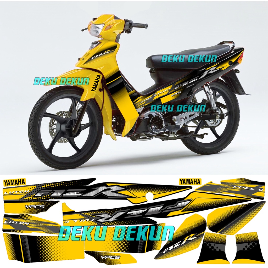 Stiker Striping Fizr 2003 Variasi Kuning Hitam Tahan Vernis Laminasi Glosy Cuting Mesin
