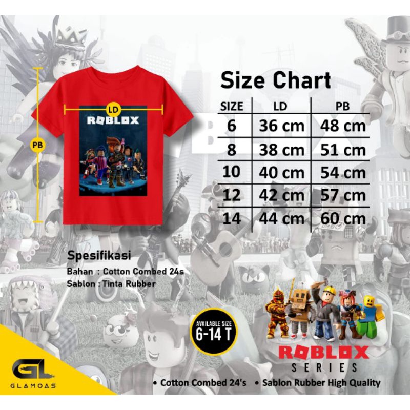 Jual Kaos Glamoas Roblox Size 6-14T Indonesia|Shopee Indonesia