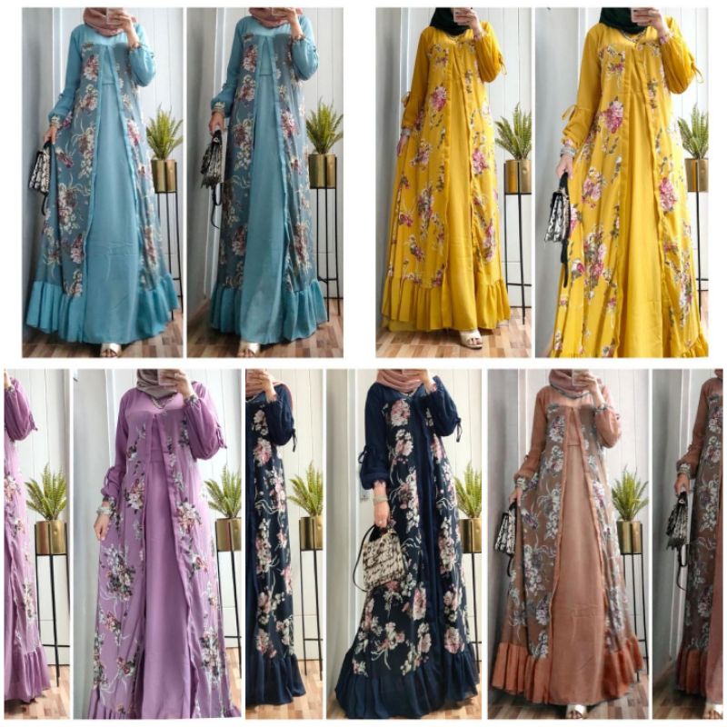 FASHION MUSLIM PAKAIAN WANITA GAMIS NOORA JUMBO MAXY SEMI CARDY DRESS CERUTY TERLARIS TERMURAH