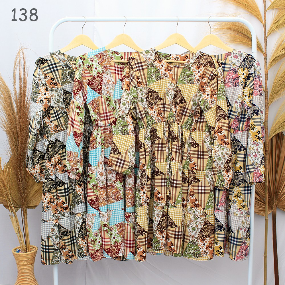 JakartaFashion - dress serut susun wolfis adem lengan panjang fit to XXL busui sleting tunik muslim