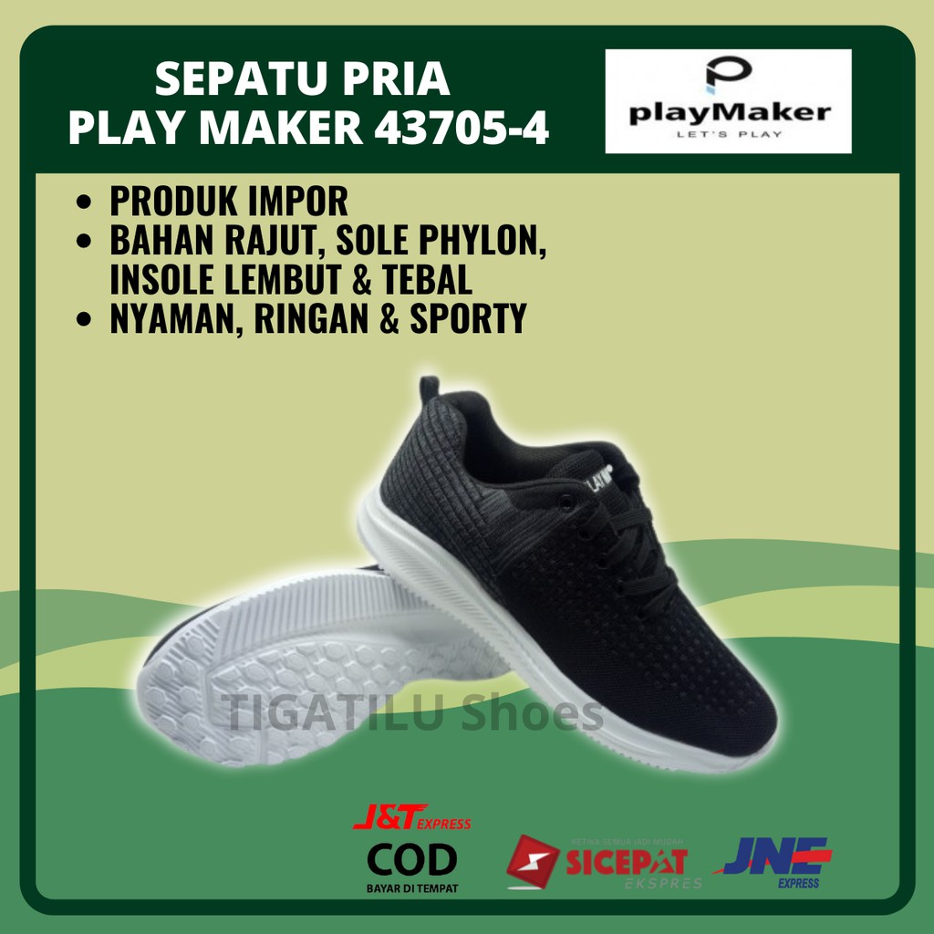 Sepatu Sneakers Snakers Snekers Pria Play Maker 04 Original Kasual Murah
