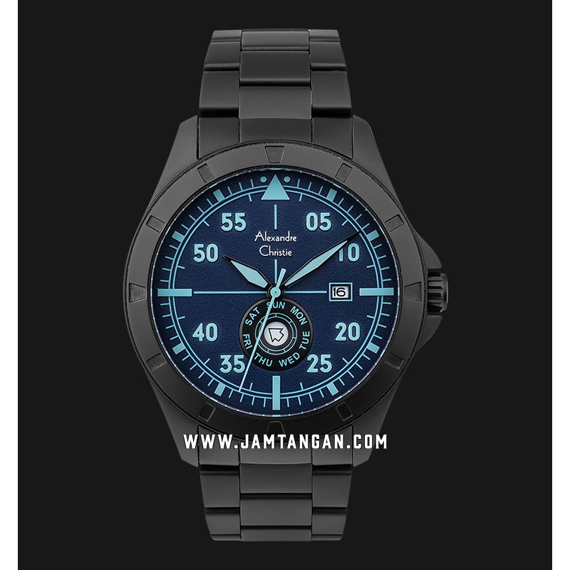 Alexandre Christie AC 6537 ME BIPBU Men Blue Dial Black Stainless Steel Strap