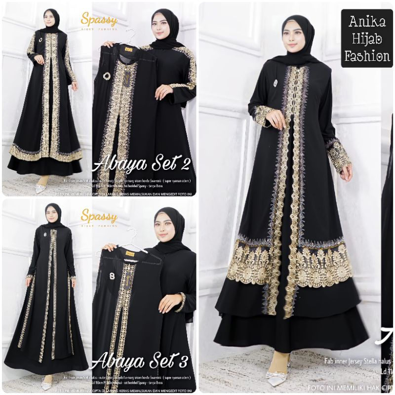 ABAYA SET ORIGINAL SPASSY. GAMIS SET ABAYA JERSEY STELLA BUSUI. GAMIS SET TURKI ABAYA PREMIUM PRODUK