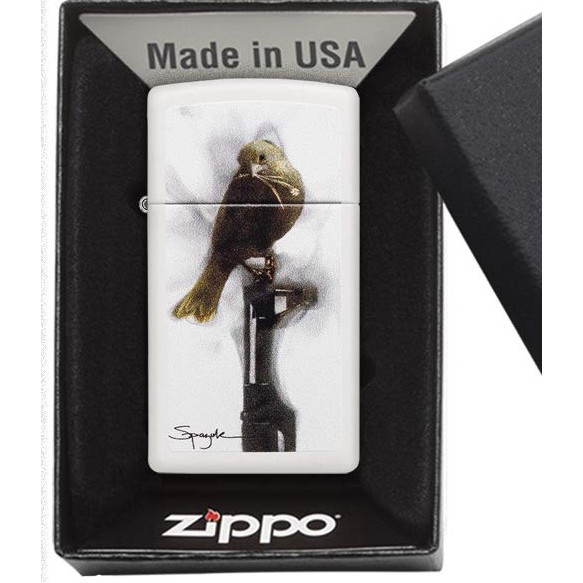 Zippo Original USA 29848 Slim Spazuk Bird Sitting On Gun - Stok Lengkap
