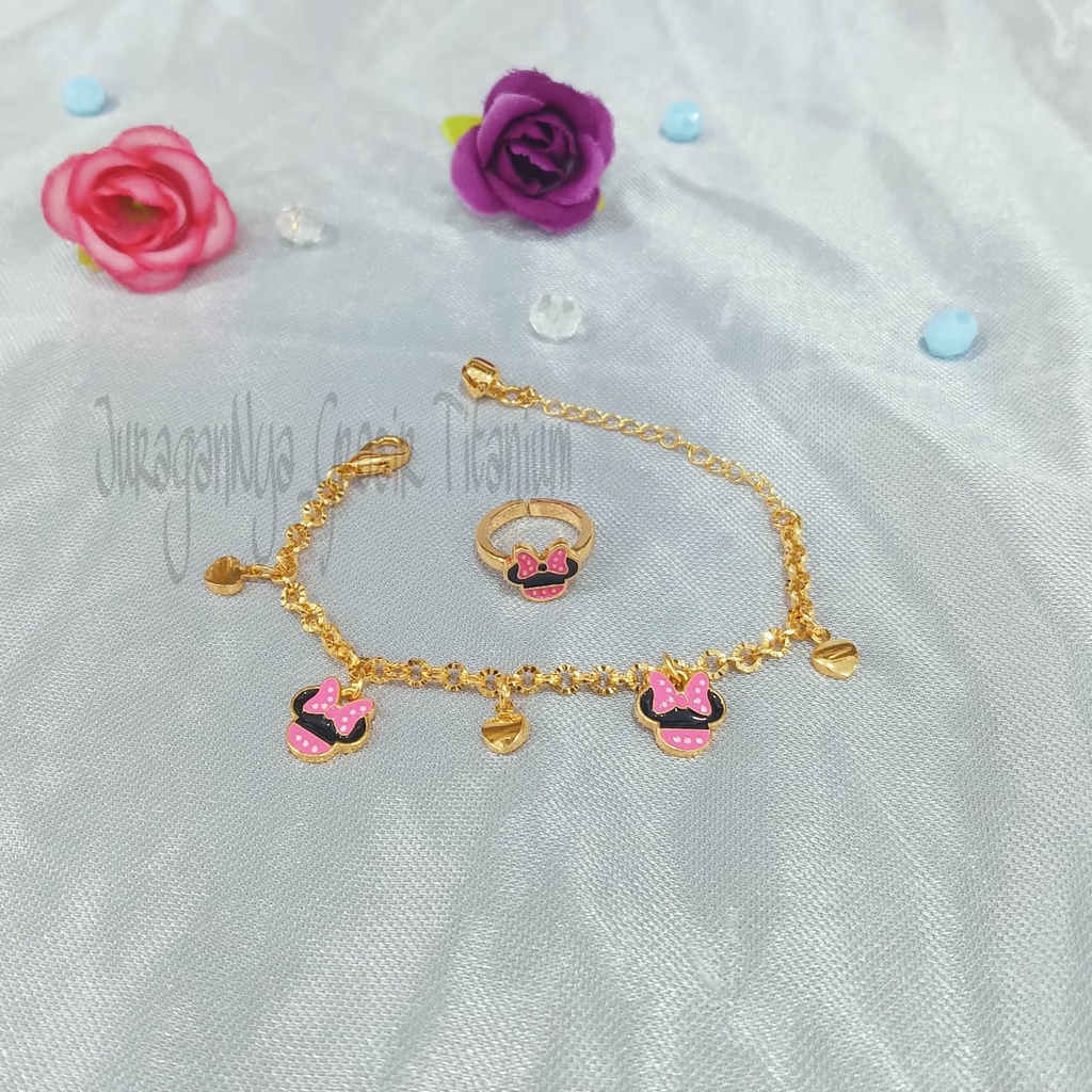 TITANIUM SET GELANG JURAI+CINCIN ANAK STYLE KOREA SUPER ELOK ANTIK ANTI KARAT&amp;ANTI LUNTUR