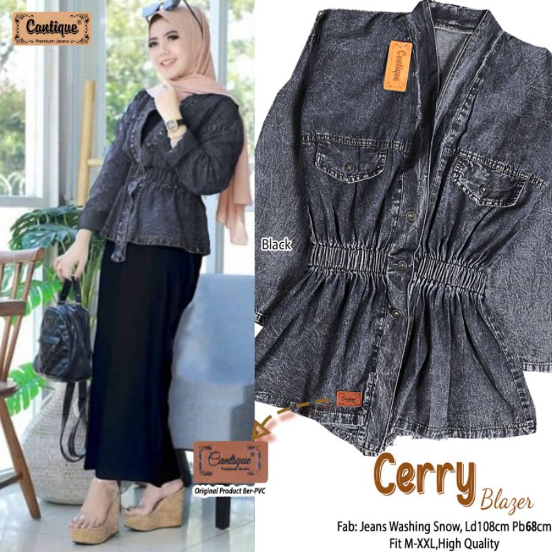 Blazer jeans bestseller / cerry blazer jeans wanita by cantique / blazer muslimah