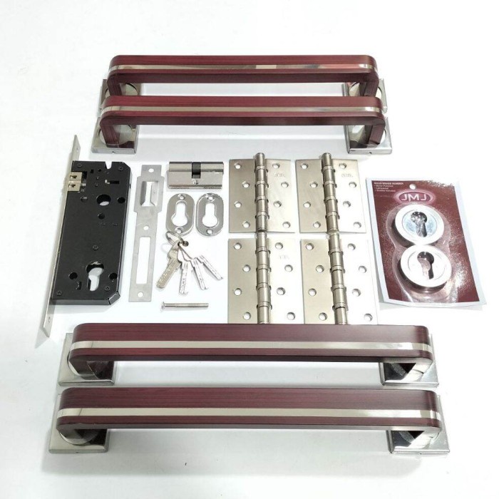 PEGANGAN PINTU RUMAH 33CM 2122 33.03 JMJ MARON 2PASANG+BODY+RING KUNCI+ENGSEL (G798@2,D42,D41@2,D452)