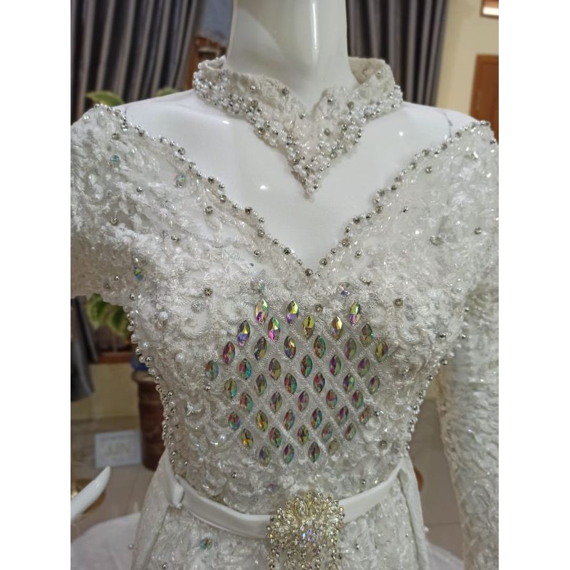 Gaun pengantin akad kebaya langsung konveksi pilihan warna