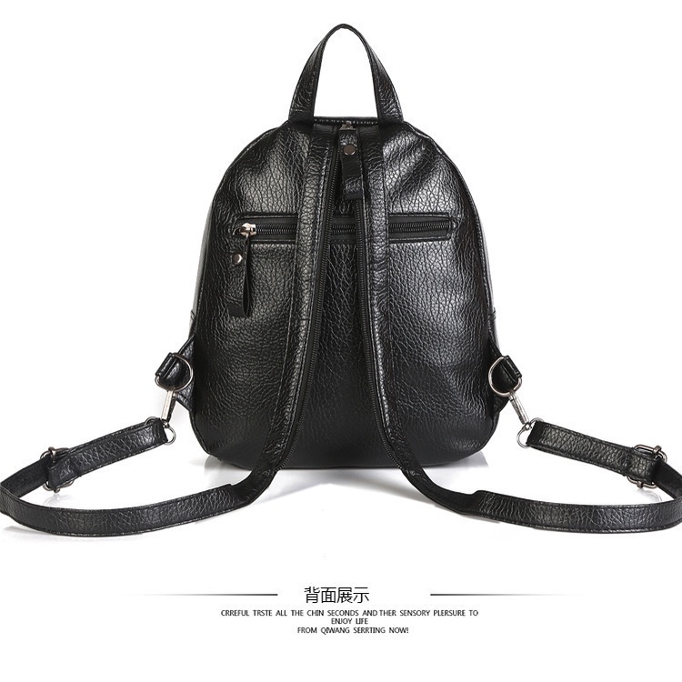 TM-93 tas ransel backpack mini wanita hitam kulit pu leather import korea jepang