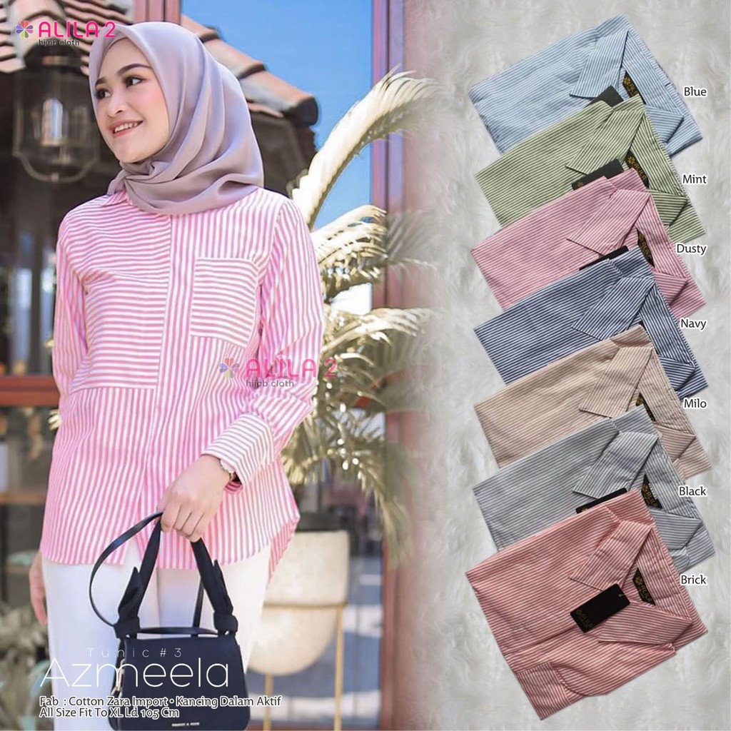 OK - BEST SELLER TUNIK MOTIF GARIS TERBARU BY ALILA  TUNIK KEKINIAN  ATASAN WANITA MUSLIM