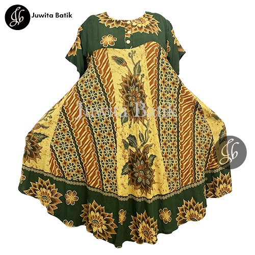 Juwita Batik - Daster Payung Jumbo LD 130 3XL Nirwarna Klok Pola Baju bumil Kancing Depan Busui