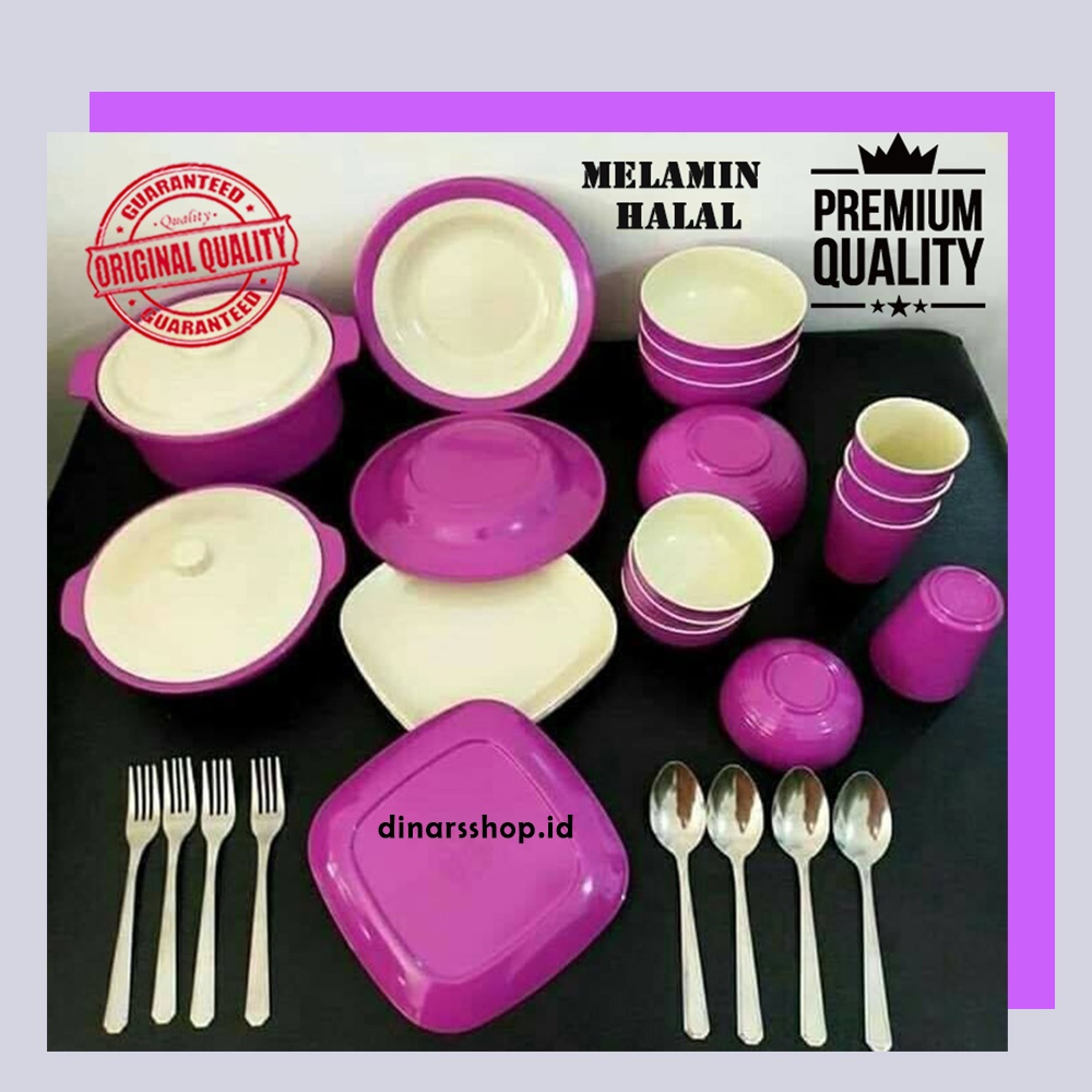 Peralatan Makan Piring Mangkuk Melamin Halal Food Grade Ber SNI Golden Dragon isi 30pcs