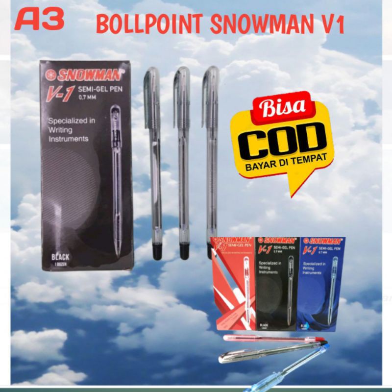 

(1 PCS) Bollpoint Snowman V1 semi gel 0,7 / PEN / PULPEN SNOWMAN V1 - 0.7 / 1.0 mm