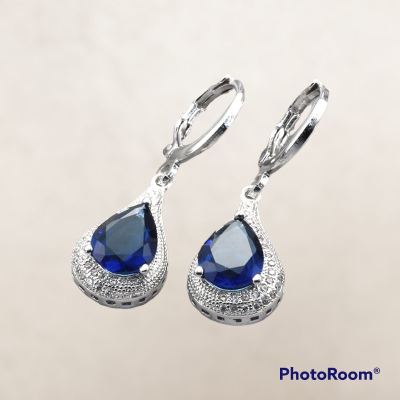 JA-001 Anting Sapphire Safir Perhiasan Silver Perak