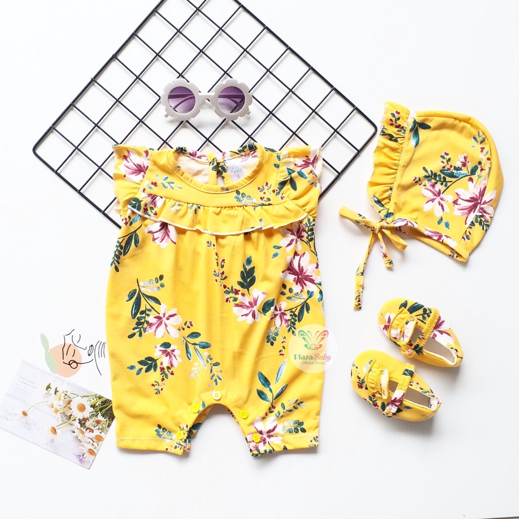 Plazababyku MX ROMPER PIPER setelan bayi motif bunga yang lucu free bonnet+sepatu PART2