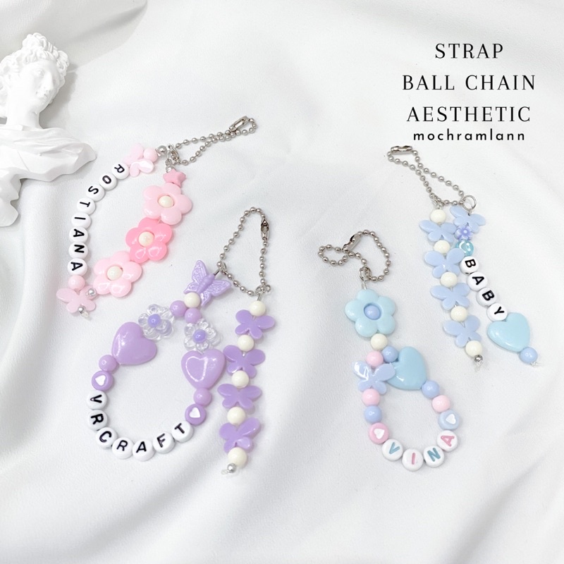 [ BISA CUSTOM | BACA DESKRIPSI ] Strap BALL CHAIN REQUEST NAMA | Gantungan Kunci / Keychain Custom