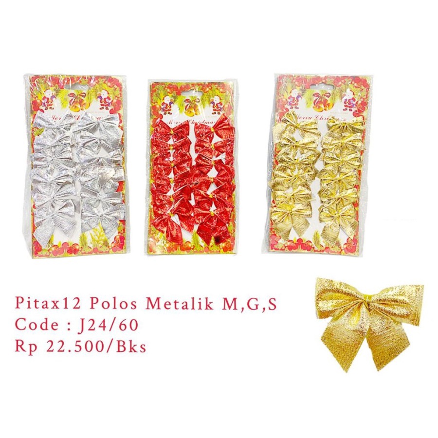 

Pita Natal Isi 12 Metalik / Hiasan Natal / Dekorasi Natal / Aksesoris Natal
