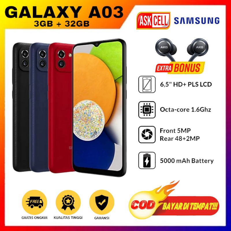 Samsung Galaxy A03 3/32GB - A03 4/64GB - A03 4/128GB Garansi Resmi SEIN-A03 3/32GB