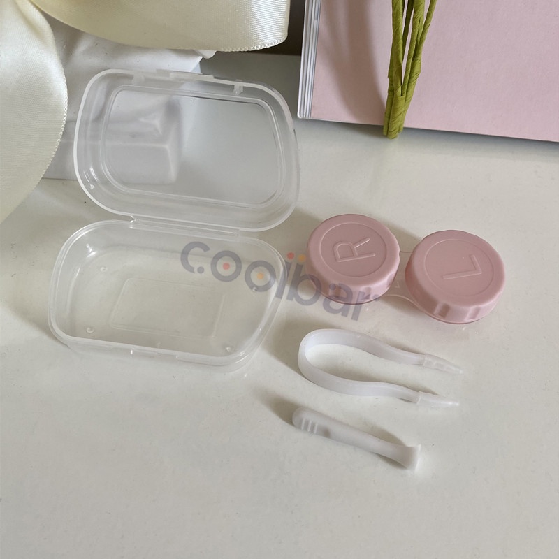 COOLBAR Travel Kit Mini Cute Warna Pastel Kotak Softlens Transparan / Tempat Soflens Case Transparant Softlen + Capitan + Tongkat/BB Tempat Softlens