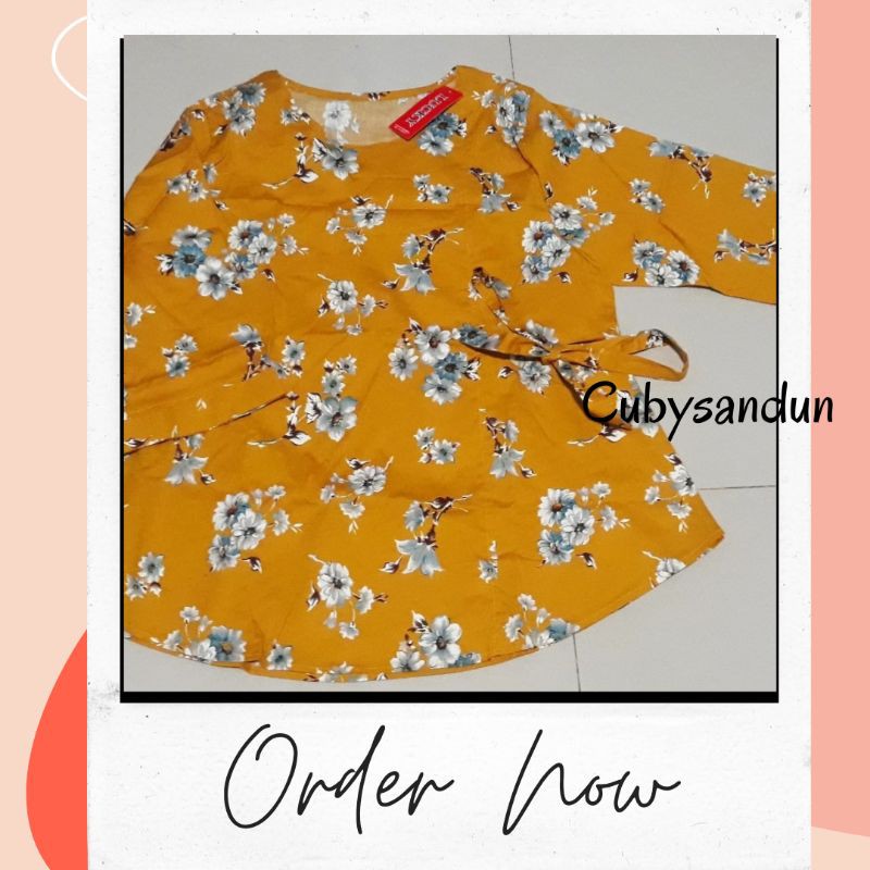 BLOUSE BUNGA / BAJU KERJA / KUNING KUNYIT