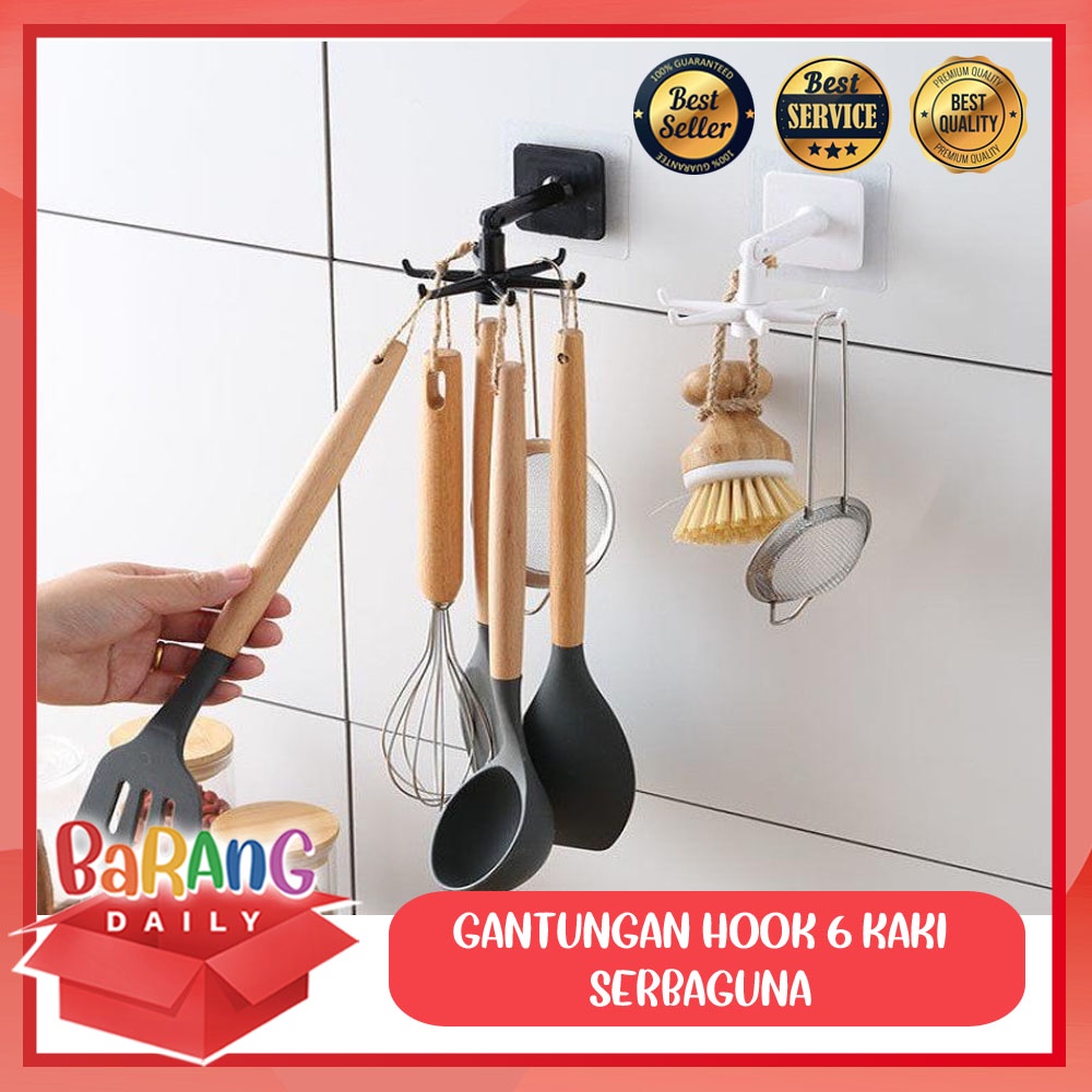 Gantungan Peralatan Dapur Hook 6 Kaki Putar 360 derajat Gantungan kamar mandi peralatan masak