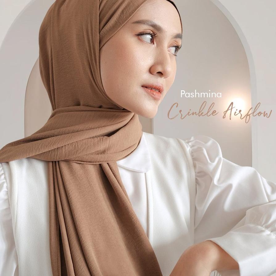 ➦ Hijab Pashmina Crinkle Airflow + Free Pouch/Ziplock Hijab ➥