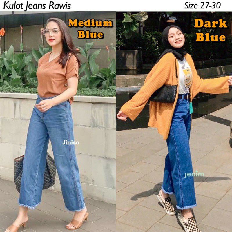 Celana Kulot Jeans Rawis Wanita Tebal Premium Quality